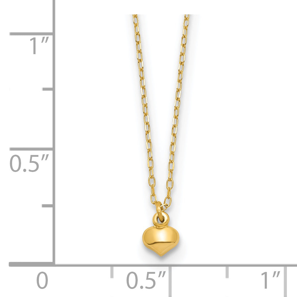 14k Polished Puffed Heart 16.5 inch Necklace