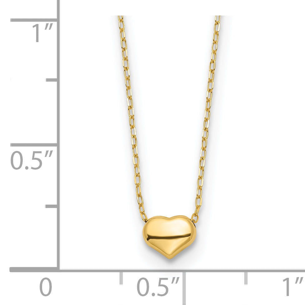 14k Polished Heart 16.5in Necklace