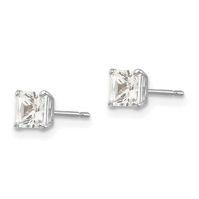 14k White Gold 4mm Square CZ Post Earrings