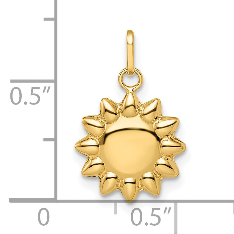 14k Polished Puffed Sun Pendant