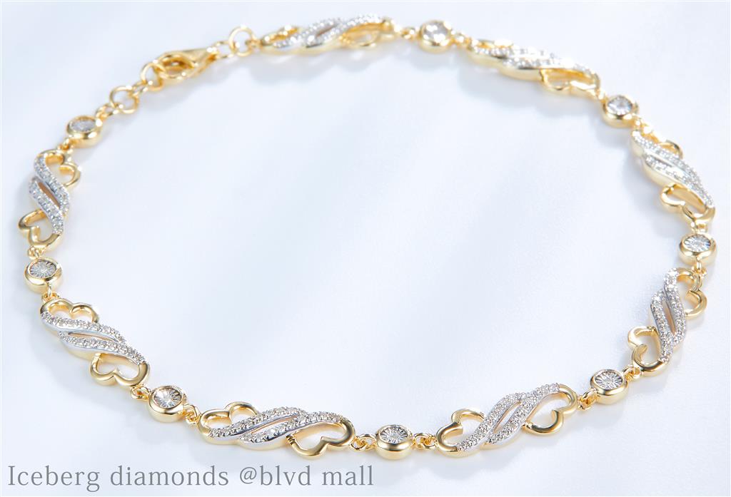 0.41 Ct. Diamond 10 Kt Gold (Yellow). Designer Bracelet. (Women). 8 in Long. 5.4 mm Wide