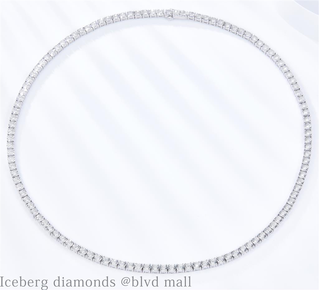 2.8 Ct. Diamond 10 Kt Gold (White). Tennis with Illusion Setting Chain. (Unisex). 22 in Long. 3.7 mm Wide