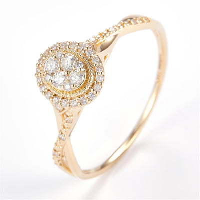 0.21 Ct. Diamond 14 Kt Gold (Yellow). Ring. (Women). Size 7.5