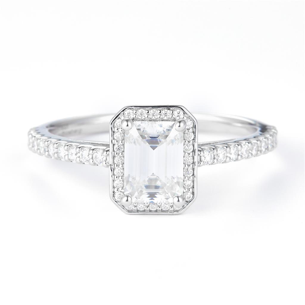 1.457 Ct. Moissanite Sterling Silver (White). Solitaire with Cushion Cut Center Stone Ring. (Women). Size 7.5