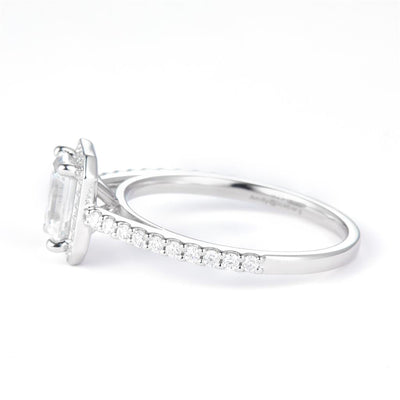 1.457 Ct. Moissanite Sterling Silver (White). Solitaire with Cushion Cut Center Stone Ring. (Women). Size 7.5