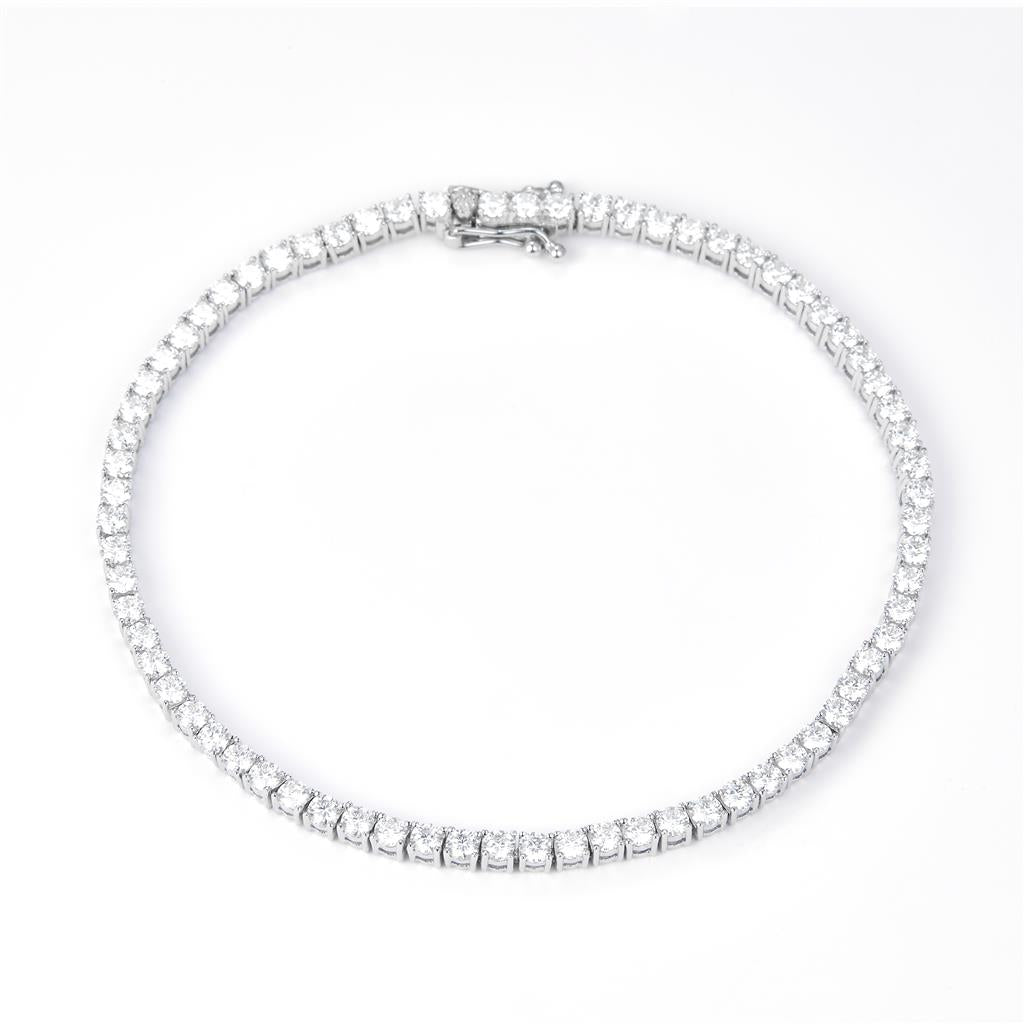 15 Ct. Moissanite 10 Kt Gold (White). Tennis Bracelet. (Unisex). 7.25 in Long. 4.5 mm Wide